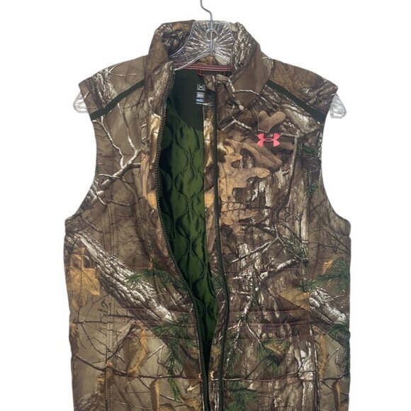 Under Armour Camo Insulated Vest Womens Medium Brown Hunting Outdoor - Picture 5 of 11